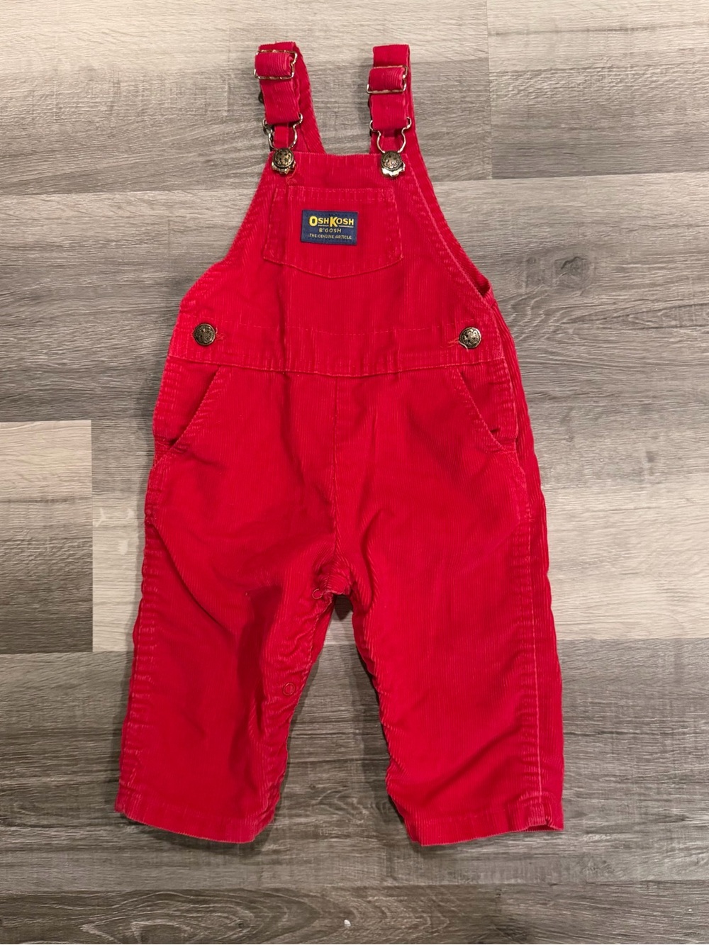 Vintage OshKosh B'gosh Red Cotton Corduroy Overalls Made In USA Size 18M